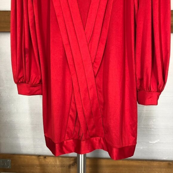 ZARA Red Pleated Balloon Long Sleeve Mini Dress Sz M - Picture 4 of 10